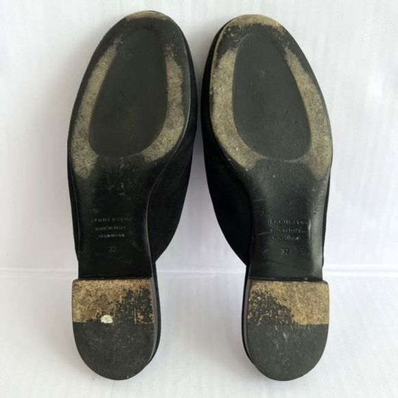 Jenni Kayne Leather Mule Slides Italian Made Black Suede Oiled Women's Size 7 - Picture 8 of 9